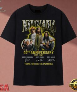 Nirvana 40th Anniversary 1987 2027 Signatures Vintage Graphic T Shirt, Music 2D Graphic Tee Nirvana 40th Anniversary 1987 2027 Signatures Vintage Graphic T Shirt