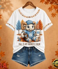North Carolina Tar Heels NCAA Fall Is My Favorite Color Football Unisex 3D Shirt, NCAA 3D Graphic Tee North Carolina Tar Heels Ncaa Fall IS MY Favorite Color Football Unisex 3D Shirt