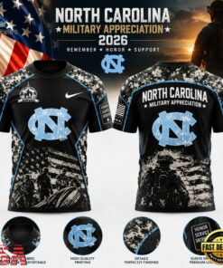 North Carolina Tar Heels x Military Appreciation T Shirt, Viral 3D Graphic Tee North Carolina Tar Heels X Military Appreciation T Shirt