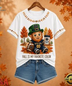 Notre Dame Fighting Irish NCAA Fall Is My Favorite Color Football Unisex 3D Shirt, NCAA 3D Graphic Tee Notre Dame Fighting Irish Ncaa Fall IS MY Favorite Color Football Unisex 3D Shirt