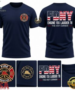 Notre Dame Football Coach Freeman FDNY Engine 155 Ladder 78 The Hot Corner T Shirt, Viral 3D Graphic Tee Notre Dame Football Coach Freeman Fdny Engine 155 Ladder 78 The Hot Corner T Shirt