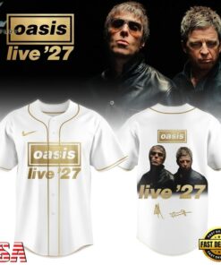 Oasis Live ’27 Limited Edition Signature White Baseball Jersey, Music Artist Baseball Jersey Oasis Live 27 Limited Edition Signature White Baseball Jersey