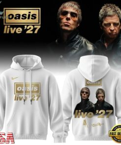 Oasis Live ’27 Limited Edition Signature White Hoodie, Trending Music 3D Tee Oasis Live 27 Limited Edition Signature White Hoodie