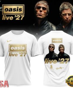 Oasis Live ’27 Limited Edition Signature White T Shirt, Trending Music 3D Tee Oasis Live 27 Limited Edition Signature White T Shirt