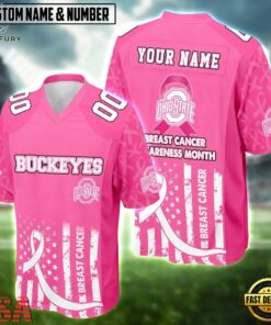 Ohio State Buckeyes NCAA Breast Cancer Awareness Month 2026 Football Jersey, Fashion Football Jersey Ohio State Buckeyes Ncaa Breast Cancer Awareness Month 2026 Football Jersey