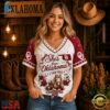 Oklahoma Sooners NCAA Bow and Floral Team Spirit V Neck T Shirt, NCAA V Neck Fan Shirt Oklahoma Sooners Ncaa Bow And Floral Team Spirit V Neck T Shirt