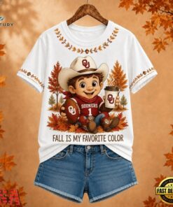 Oklahoma Sooners NCAA Fall Is My Favorite Color Football Unisex 3D Shirt, NCAA 3D Graphic Tee Oklahoma Sooners Ncaa Fall IS MY Favorite Color Football Unisex 3D Shirt