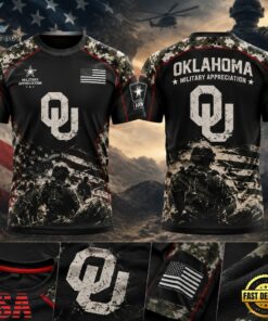 Oklahoma Sooners x Military Appreciation T Shirt, Viral 3D Graphic Tee Oklahoma Sooners X Military Appreciation T Shirt