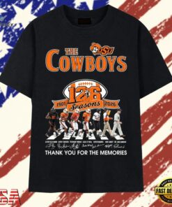 Oklahoma State Cowboys 126 Seasons Abbey Road Signatures T Shirt, Trendy 2D Print Shirt Oklahoma State Cowboys 126 Seasons Abbey Road Signatures T Shirt