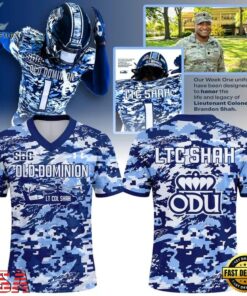 Old Dominion Monarchs Lieutenant Colonel Brandon Shah Football Jersey, Fashion Football Jersey Old Dominion Monarchs Lieutenant Colonel Brandon Shah Football Jersey
