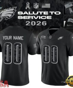 Philadelphia Eagles Black 2026 Salute to Service Football Jersey, Fashion Football Jersey Philadelphia Eagles Black 2026 Salute TO Service Football Jersey