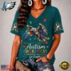 Philadelphia Eagles NFL Different, Not Less Autism Awareness V neck T Shirt, NFL Team V Neck Tee Philadelphia Eagles Nfl Different Not Less Autism Awareness V Neck T Shirt
