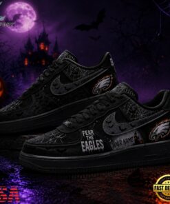 Philadelphia Eagles NFL Fear The Team Halloween Air Force 1 Shoes Sneakers, NFL Fan AF1 Shoes Philadelphia Eagles Nfl Fear The Team Halloween Air Force 1 Shoes Sneakers