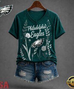 Philadelphia Eagles NFL Floral Garden V Neck T Shirt, NFL Team V Neck Tee Philadelphia Eagles Nfl Floral Garden V Neck T Shirt