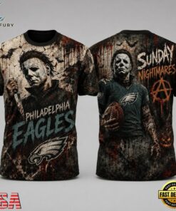 Philadelphia Eagles NFL Michael Myers Sunday Nightmares Horror Halloween 3D T Shirt, Sports Fans 3D Shirt Philadelphia Eagles Nfl Michael Myers Sunday Nightmares Horror Halloween 3D T Shirt