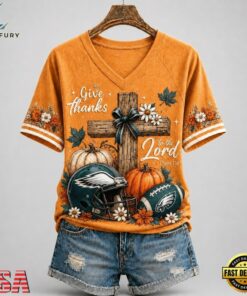 Philadelphia Eagles NFL Thanksgiving Faith And Football V Neck T Shirt, NFL Team V Neck Tee Philadelphia Eagles Nfl Thanksgiving Faith And Football V Neck T Shirt