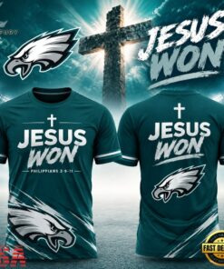 Philadelphia Eagles x Jesus Won 2026 Special New T Shirt, Viral 3D Graphic Tee Philadelphia Eagles X Jesus Won 2026 Special New T Shirt