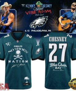 Philadelphia Eagles x Kenny Chesney The Original Vibe Room Tour 2027 Football Jersey, Fashion Football Jersey Philadelphia Eagles X Kenny Chesney The Original Vibe Room Tour 2027 Football Jersey