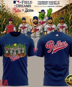 Philadelphia Phillies MLB at Field of Dreams 2026 Blue T Shirt, Viral 3D Graphic Tee Philadelphia Phillies Mlb AT Field OF Dreams 2026 Blue T Shirt