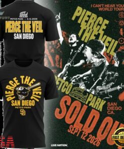 Pierce The Veil x San Diego Padres 2026 Black T Shirt, Trending Music 3D Tee Pierce The Veil X San Diego Padres 2026 Black T Shirt
