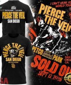 Pierce The Veil x San Diego Padres Petco Park I Can’t Hear You Tour Black T Shirt, Trending Music 3D Tee Pierce The Veil X San Diego Padres Petco Park I Can T Hear You Tour Black T Shirt