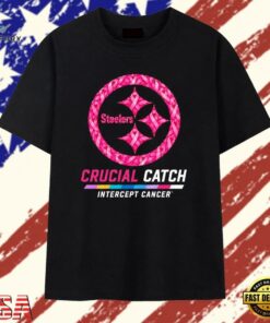 Pittsburgh Steelers Crucial Catch Intercept Cancer T Shirt, Trendy 2D Print Shirt Pittsburgh Steelers Crucial Catch Intercept Cancer T Shirt