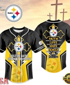 Pittsburgh Steelers NFL Blessed Beyond The Score Baseball Jersey, NFL Baseball Shirt Pittsburgh Steelers Nfl Blessed Beyond The Score Baseball Jersey