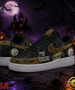 Pittsburgh Steelers NFL Fear The Team Halloween Air Force 1 Shoes Sneakers, NFL Fan AF1 Shoes Pittsburgh Steelers Nfl Fear The Team Halloween Air Force 1 Shoes Sneakers