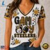 Pittsburgh Steelers NFL Football Flowers Team Pride V Neck T Shirt, NFL Team V Neck Tee Pittsburgh Steelers Nfl Football Flowers Team Pride V Neck T Shirt