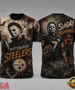 Pittsburgh Steelers NFL Michael Myers Sunday Nightmares Horror Halloween 3D T Shirt, Sports Fans 3D Shirt Pittsburgh Steelers Nfl Michael Myers Sunday Nightmares Horror Halloween 3D T Shirt