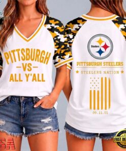 Pittsburgh Steelers NFL vs All Y' All United We Stand V Neck T Shirt, NFL Team V Neck Tee Pittsburgh Steelers Nfl VS All Y All United WE Stand V Neck T Shirt