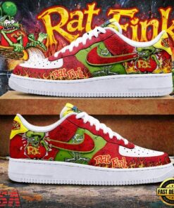 Rat Fink Hot Rod Art Custom Air Force 1 Shoes Sneakers, Music Lover AF1 Shoes Rat Fink Hot Rod Art Custom Air Force 1 Shoes Sneakers