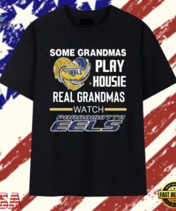 Real Grandmas Watch Parramatta Eels Rugby League Fans Graphic T Shirt, Trendy 2D Print Shirt Real Grandmas Watch Parramatta Eels Rugby League Fans Graphic T Shirt