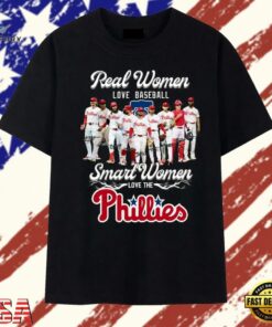 Real Women Love Baseball Smart Women Love The Phillies T Shirt, Trendy 2D Print Shirt Real Women Love Baseball Smart Women Love The Phillies T Shirt