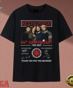 Red Hot Chili Peppers 44th Anniversary 1983 2027 Signatures Vintage T Shirt, Music 2D Graphic Tee Red Hot Chili Peppers 44th Anniversary 1983 2027 Signatures Vintage T Shirt