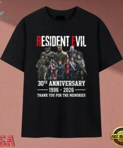 Resident Evil 30th Anniversary 1996 2026 Characters Thank You For The Memories T Shirt, Music 2D Graphic Tee Resident Evil 30th Anniversary 1996 2026 Characters Thank You For The Memories T Shirt