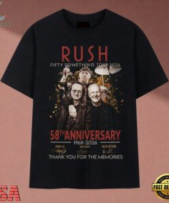 Rush Fifty Something Tour 2026 58th Anniversary 1968 2026 Signatures T Shirt, Music 2D Graphic Tee Rush Fifty Something Tour 2026 58th Anniversary 1968 2026 Signatures T Shirt