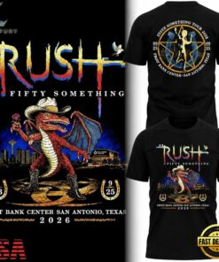 Rush Fifty Something Tour 2026 San Antonio TX Black T Shirt, Trending Music 3D Tee Rush Fifty Something Tour 2026 San Antonio TX Black T Shirt