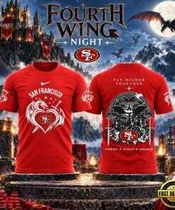 San Francisco 49ers Fourth Wing Night 2026 Red Graphic T Shirt, Viral 3D Graphic Tee San Francisco 49ers Fourth Wing Night 2026 Red Graphic T Shirt