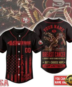 San Francisco 49ers NFL Breast Cancer Hope Over Fear Baseball Jersey, NFL Baseball Shirt San Francisco 49ers Nfl Breast Cancer Hope Over Fear Baseball Jersey