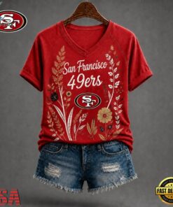 San Francisco 49ers NFL Floral Garden V Neck T Shirt, NFL Team V Neck Tee San Francisco 49ers Nfl Floral Garden V Neck T Shirt