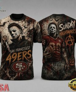 San Francisco 49ers NFL Michael Myers Sunday Nightmares Horror Halloween 3D T Shirt, Sports Fans 3D Shirt San Francisco 49ers Nfl Michael Myers Sunday Nightmares Horror Halloween 3D T Shirt
