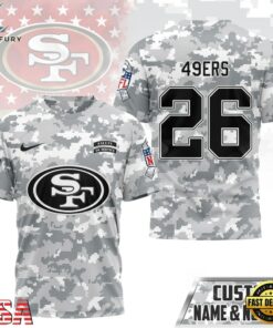 San Francisco 49ers NFL Salute to Service Custom Name & Number Camo 3D Shirt, Sports Fans 3D Shirt San Francisco 49ers Nfl Salute TO Service Custom Name Number Camo 3D Shirt