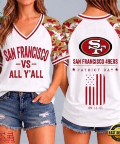 San Francisco 49ers NFL vs All Y' All United We Stand V Neck T Shirt, NFL Team V Neck Tee San Francisco 49ers Nfl VS All Y All United WE Stand V Neck T Shirt