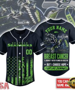 Seattle Seahawks NFL Breast Cancer Hope Over Fear Baseball Jersey, NFL Baseball Shirt Seattle Seahawks Nfl Breast Cancer Hope Over Fear Baseball Jersey