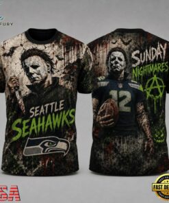Seattle Seahawks NFL Michael Myers Sunday Nightmares Horror Halloween 3D T Shirt, Sports Fans 3D Shirt Seattle Seahawks Nfl Michael Myers Sunday Nightmares Horror Halloween 3D T Shirt