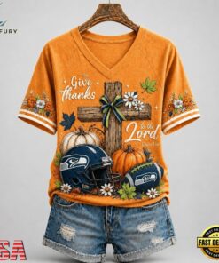 Seattle Seahawks NFL Thanksgiving Faith And Football V Neck T Shirt, NFL Team V Neck Tee Seattle Seahawks Nfl Thanksgiving Faith And Football V Neck T Shirt