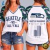 Seattle Seahawks NFL vs All Y' All United We Stand V Neck T Shirt, NFL Team V Neck Tee Seattle Seahawks Nfl VS All Y All United WE Stand V Neck T Shirt