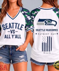 Seattle Seahawks NFL vs All Y' All United We Stand V Neck T Shirt, NFL Team V Neck Tee Seattle Seahawks Nfl VS All Y All United WE Stand V Neck T Shirt