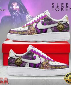 Sleep Token Even In Arcadia Purple Floral & Gold Flamingo Air Force 1 Shoes, Music Lover AF1 Shoes Sleep Token Even IN Arcadia Purple Floral Gold Flamingo Air Force 1 Shoes